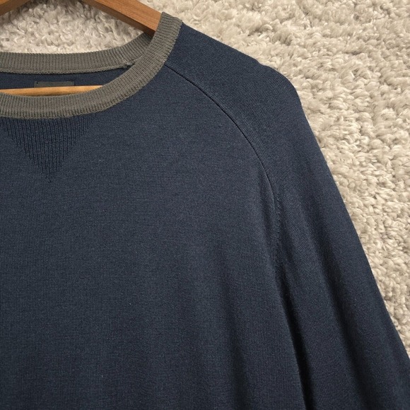 Goodman Brand Sweater Men Large Blue Long Sleeve Pullover Wool Blend Preppy READ - Picture 3 of 15